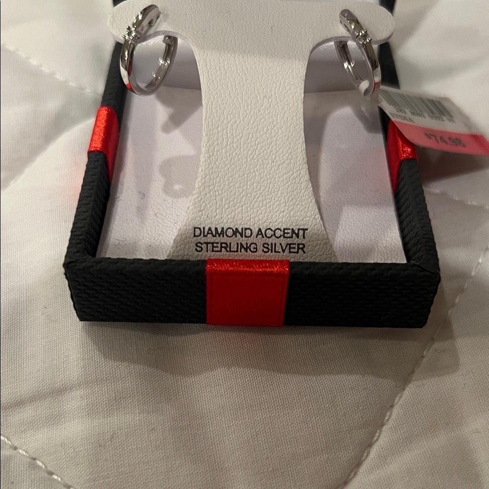 JCPenney Silver Diamond Accent Hoop Earrings - Picture 2 of 3